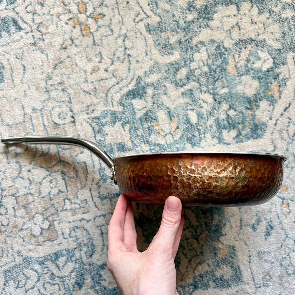 LAGOSTINA Tri-Ply Hammered Copper 3 Quart 8” Sauté Pan Skillet Vintage Cooking
